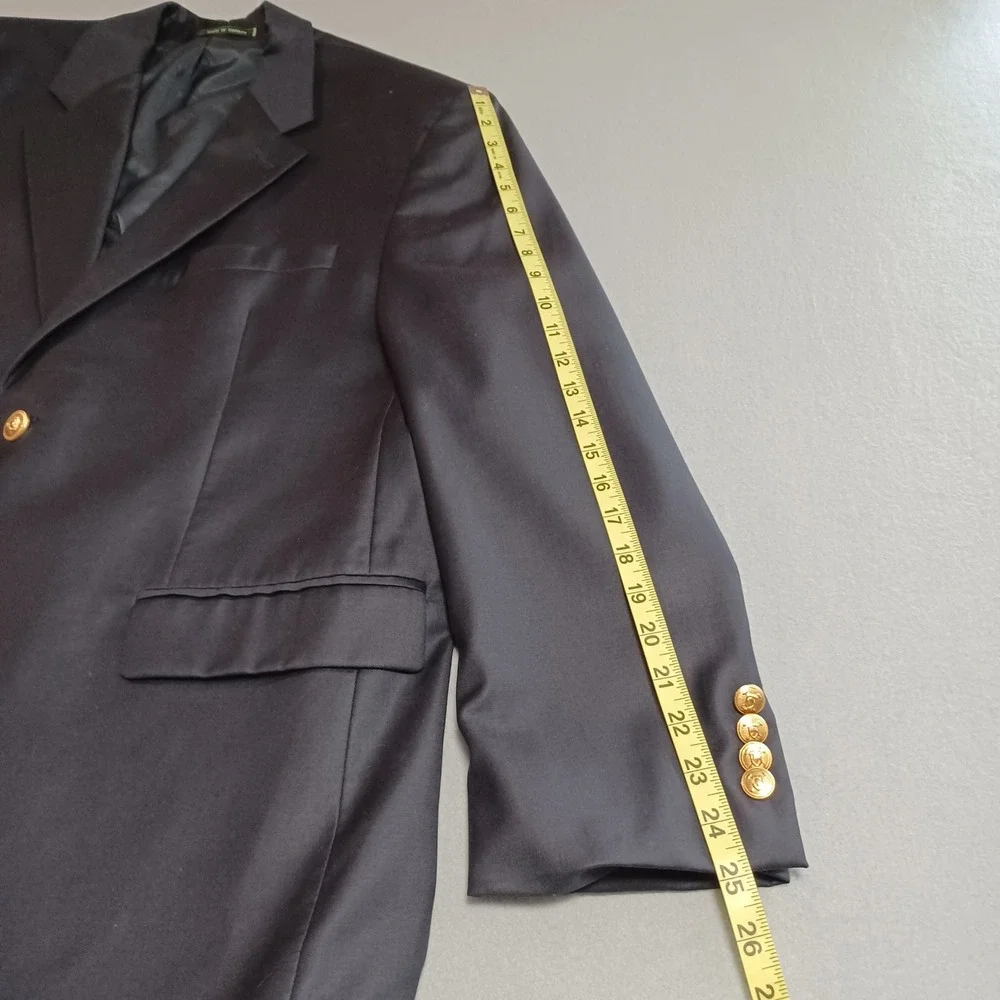 Lauren Ralph Lauren Mens Navy Blue 100% Wool Blazer Gold Crest Buttons Canada